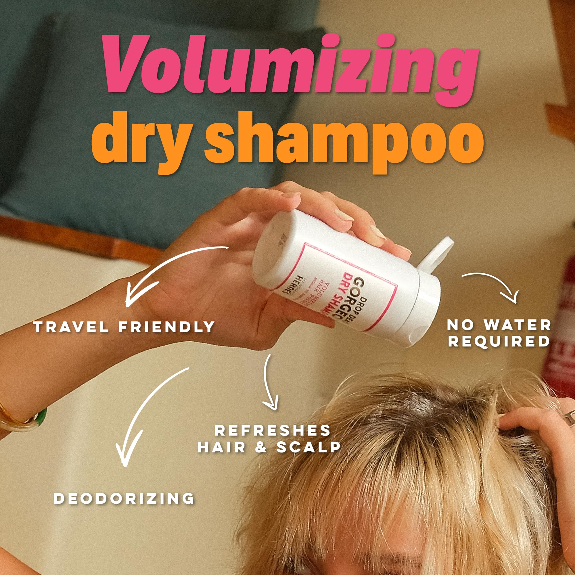 Handmade Heroes Non Aerosol Dry Shampoo Powder 1.8oz 100% Natural & Vegan Volumizing Powder For Dark Hair & Brunette Hair